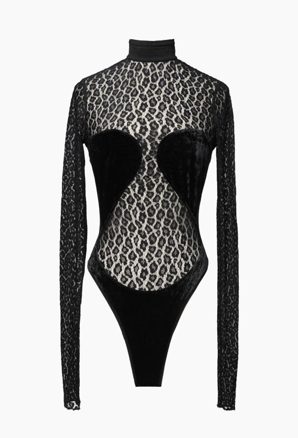Alaïa Leopard Lace & Velvet Bodysuit, F/W 1991 - 2