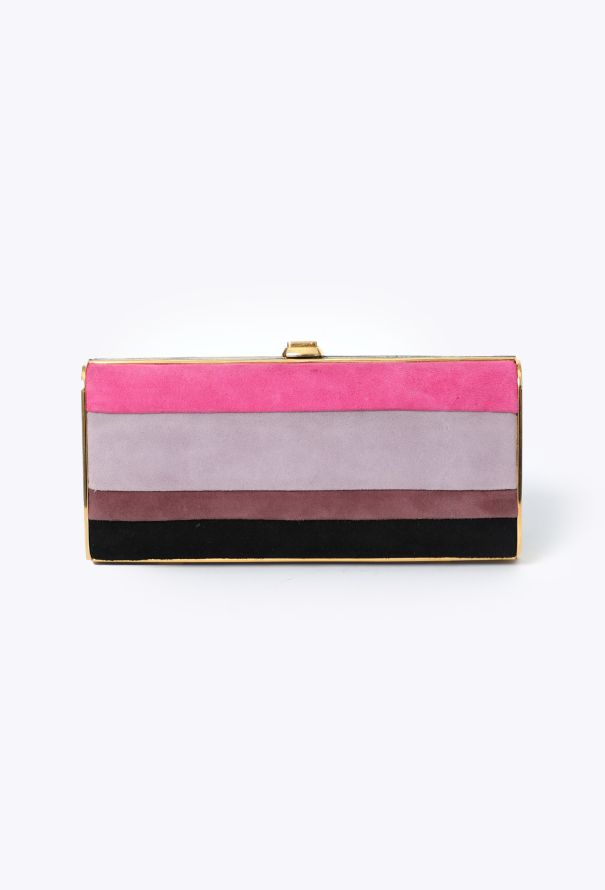 Miu Miu 2008 Striped Suede Minaudière Clutch - 6