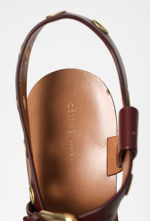 Céline Leather Eyelet Sandals - 6