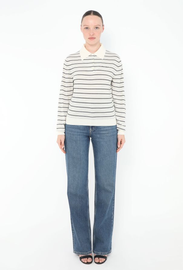 Miu Miu 2024 Striped Logo Polo Top - 4 Miu Miu 2024 Striped Logo Polo Top - 4