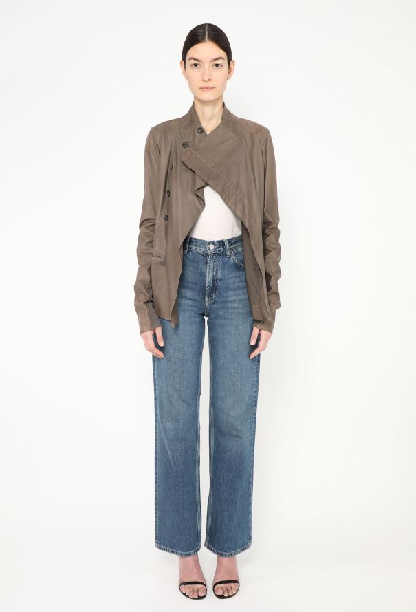 Rick Owens Asymmetrical Calfskin Jacket - 6