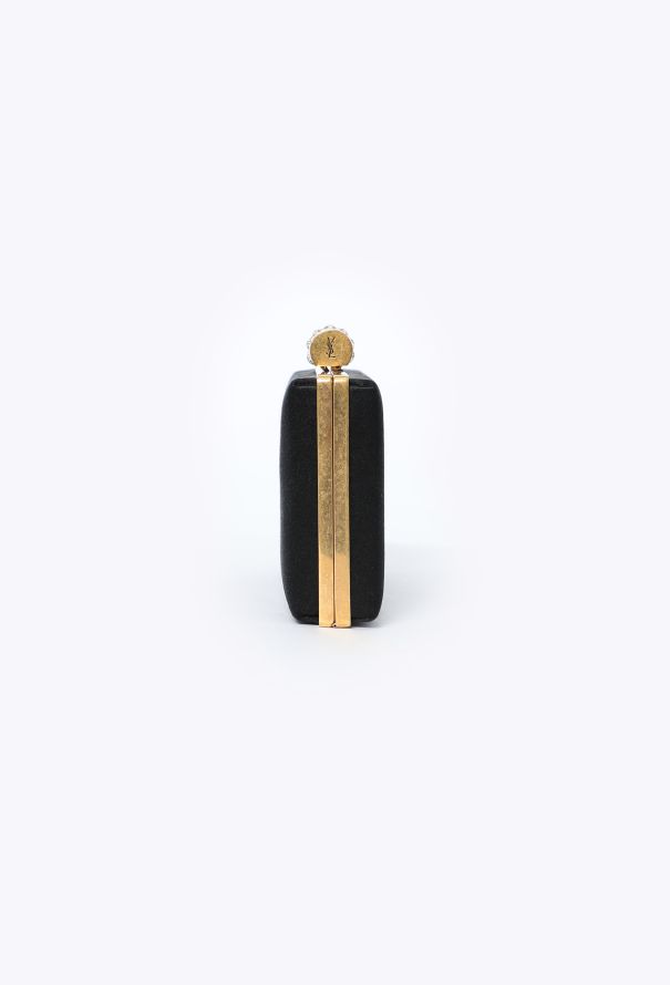 Saint Laurent Satin Crystal Minaudière Clutch - 5