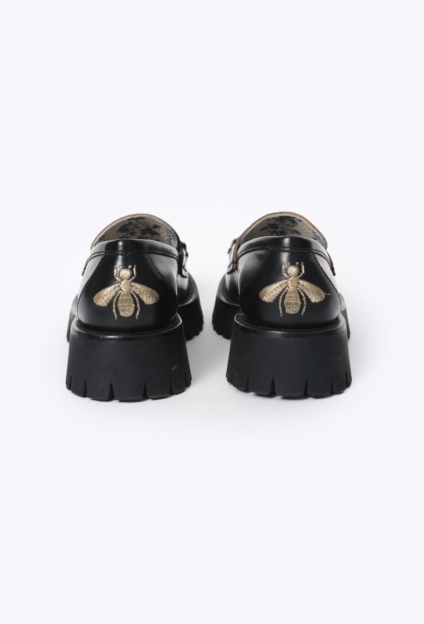 Gucci Embroidered Horsebit Platform Loafers - 3