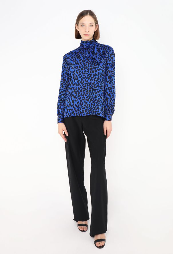 Saint Laurent Leopard Silk Lavallière Blouse - 3