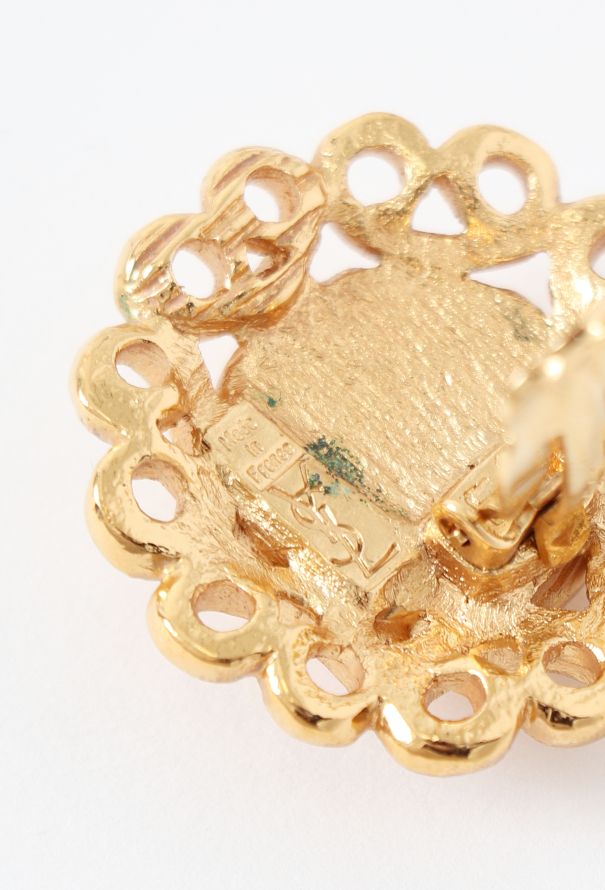 Saint Laurent Vintage Hammered Floral Clip Earrings - 4 Saint Laurent Vintage Hammered Floral Clip Earrings - 4