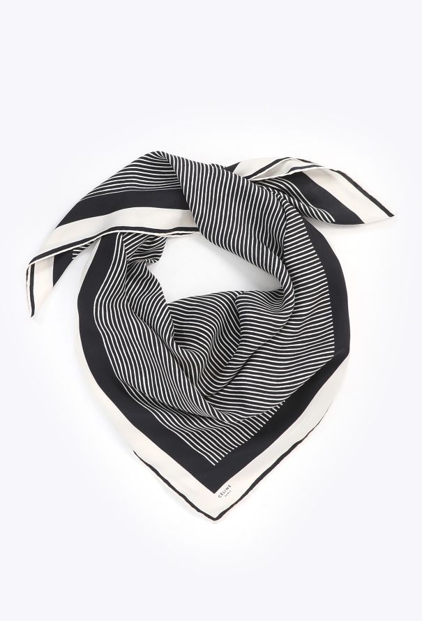 Céline Striped Silk Scarf - 1