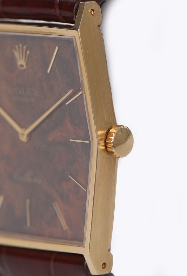 Rolex RARE Vintage 18K Yellow Gold & Mahogany Cellini Watch - 6