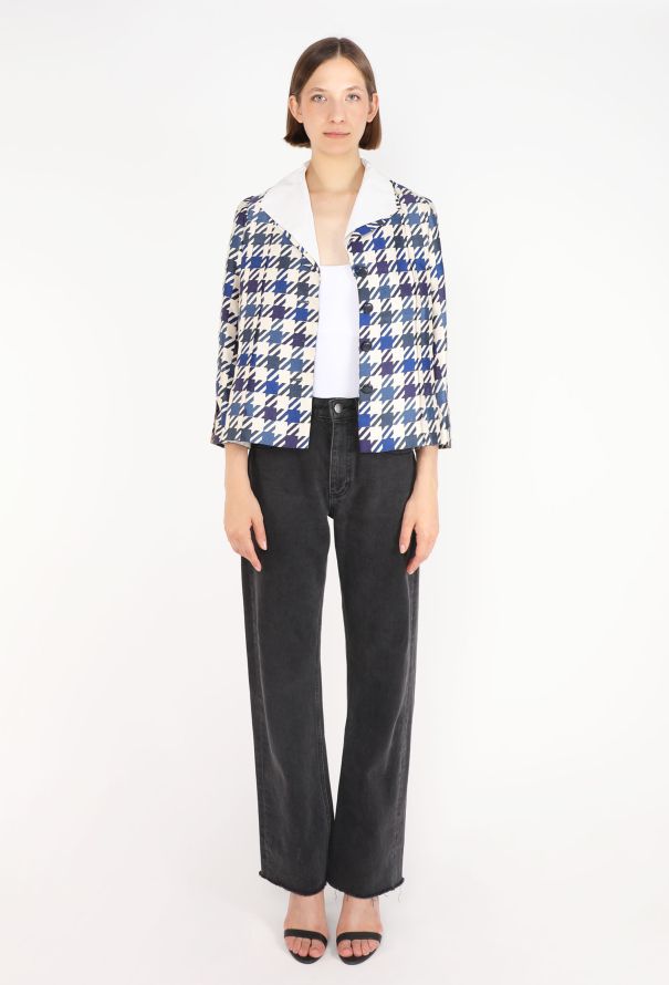 Chanel Haute Couture Silk Houndstooth Jacket, Late 1950s - 3