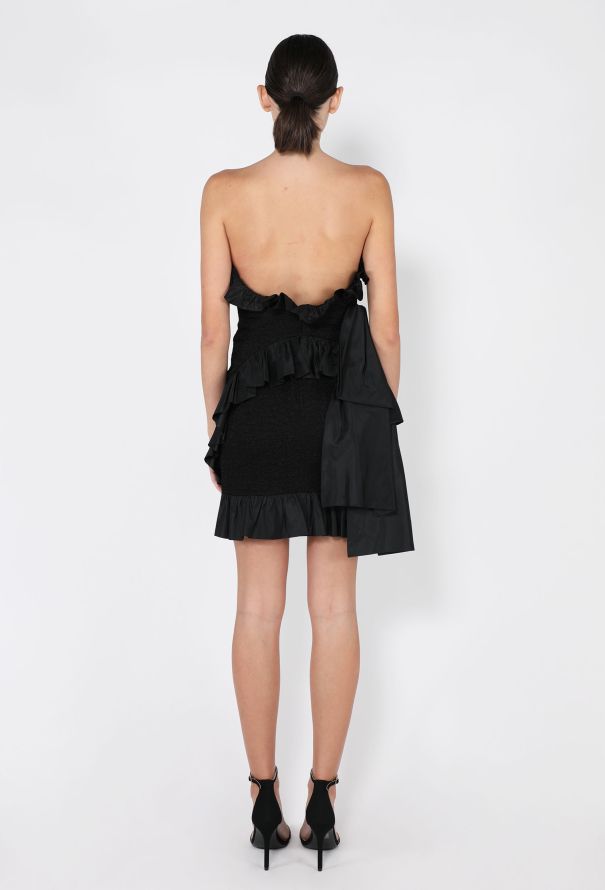 Saint Laurent Strapless Taffeta Ruffled Dress, 1987 - 4