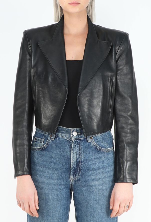 Saint Laurent Vintage Cropped Leather Blazer - 1