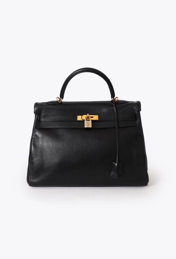 Hermès Vintage Black Swift Kelly Retourné 35 - 1