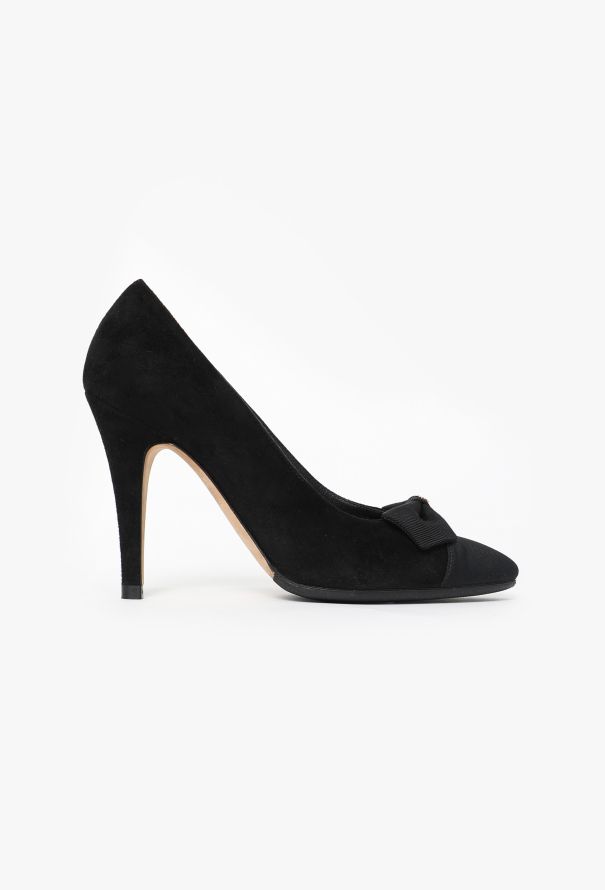 Chanel Suede Grosgrain Bow Pump - 1
