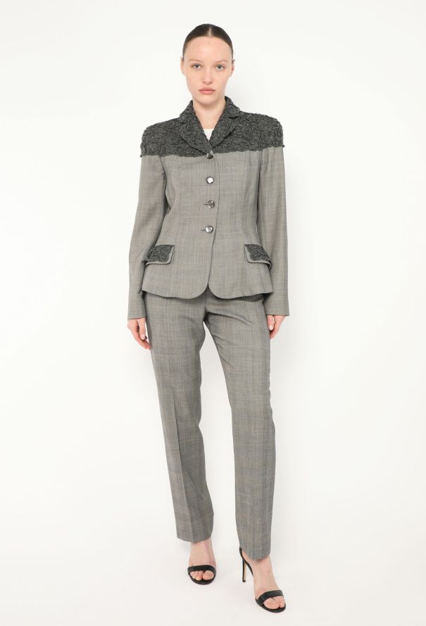 Dior 2007 Lace Overlay Pleated Suit - 1