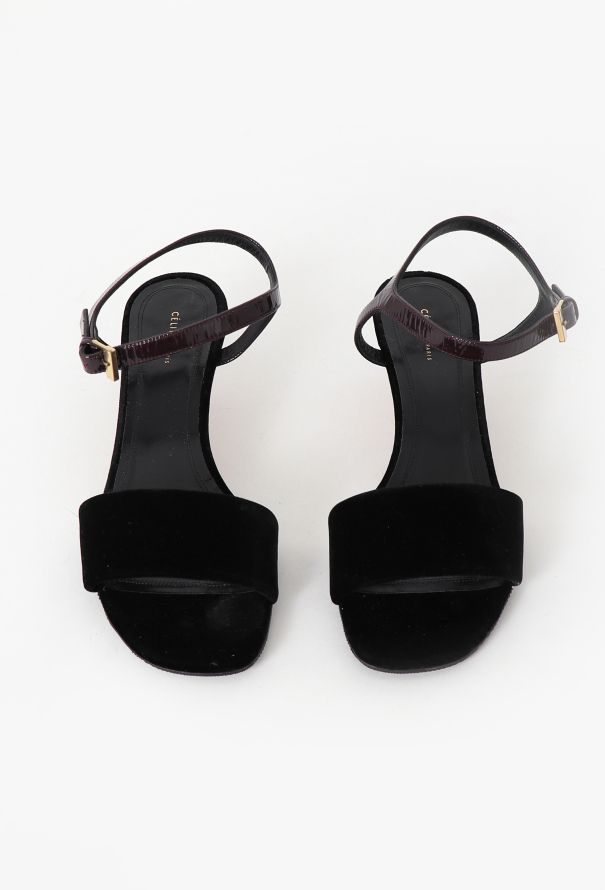 Céline Velvet Slingback Sandals - 3