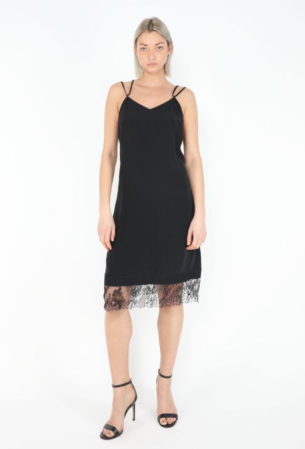 Saint Laurent '90s Chantilly Trim Slip Dress - 1