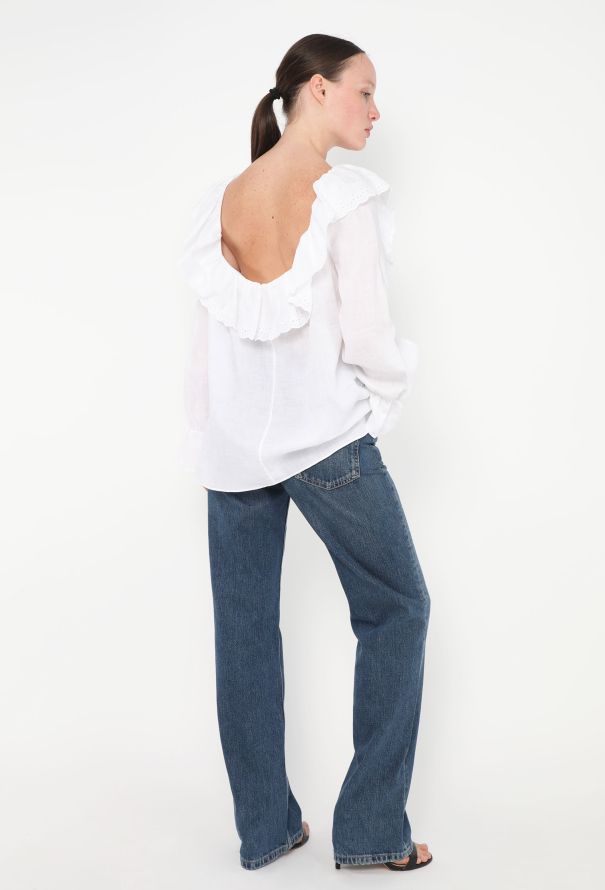 Céline S/S 2020 Ruffled Linen Blouse - 3 Céline S/S 2020 Ruffled Linen Blouse - 3