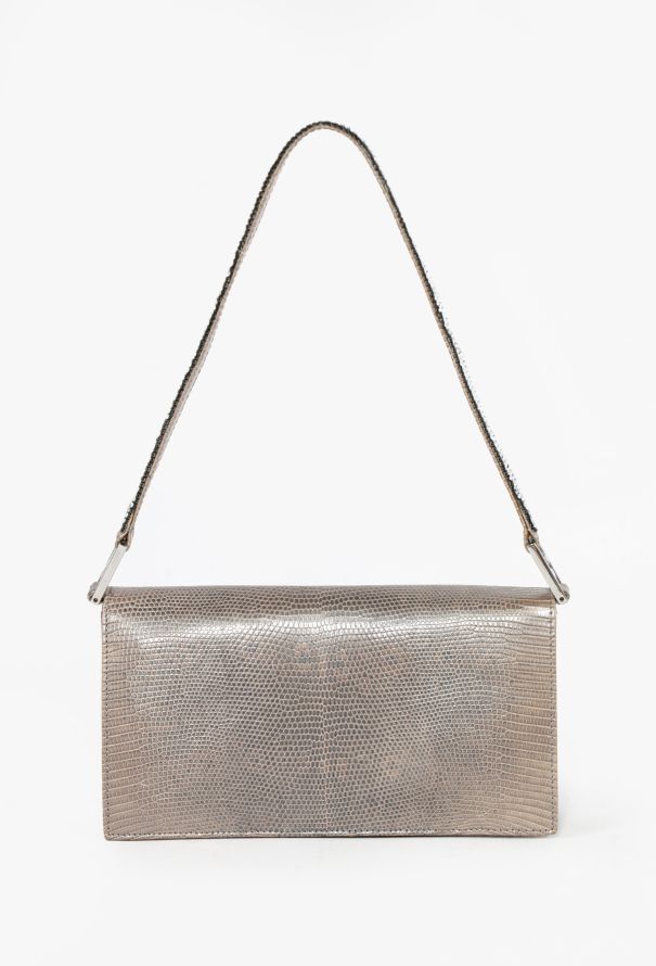 Fendi Lizard-Embossed Baguette Shoulder Bag - 4