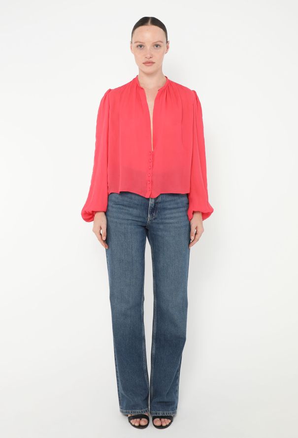 Balenciaga 2003 Plunging Georgette Blouse - 2