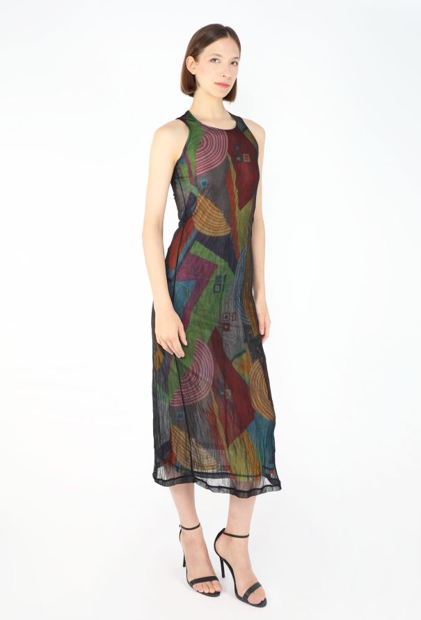 Yohji Yamamoto 1997 Graphic Mesh Overlay Dress - 4