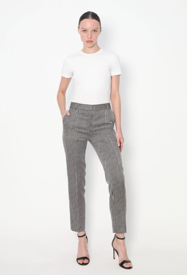 Céline Tapered Silk Pinstripe Trousers - 2 Céline Tapered Silk Pinstripe Trousers - 2