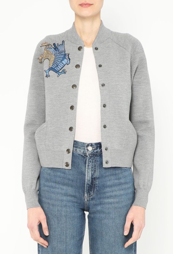 Alexander McQueen Embroidered Griffin Ribbed Cardigan - 1