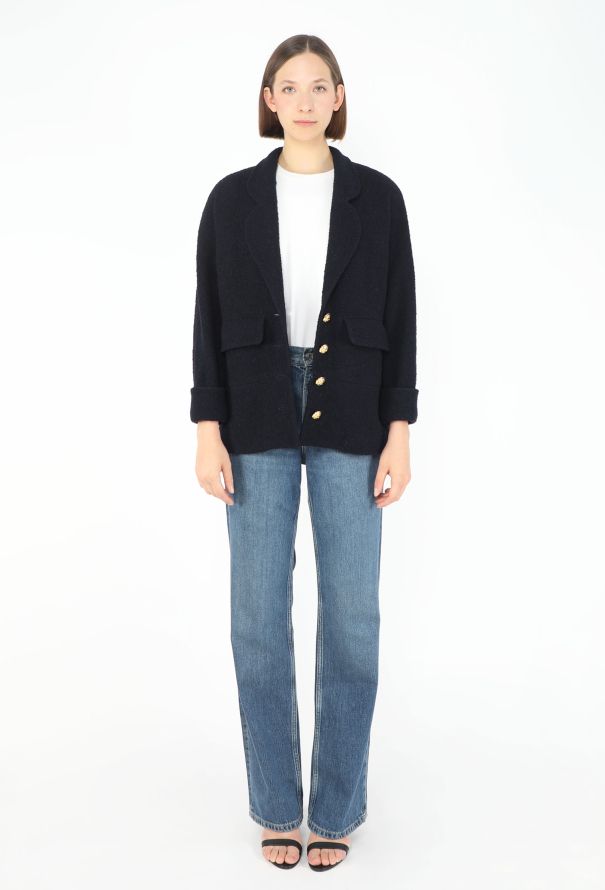 Chanel 1990 Navy Bouclé 'CC' Jacket - 3
