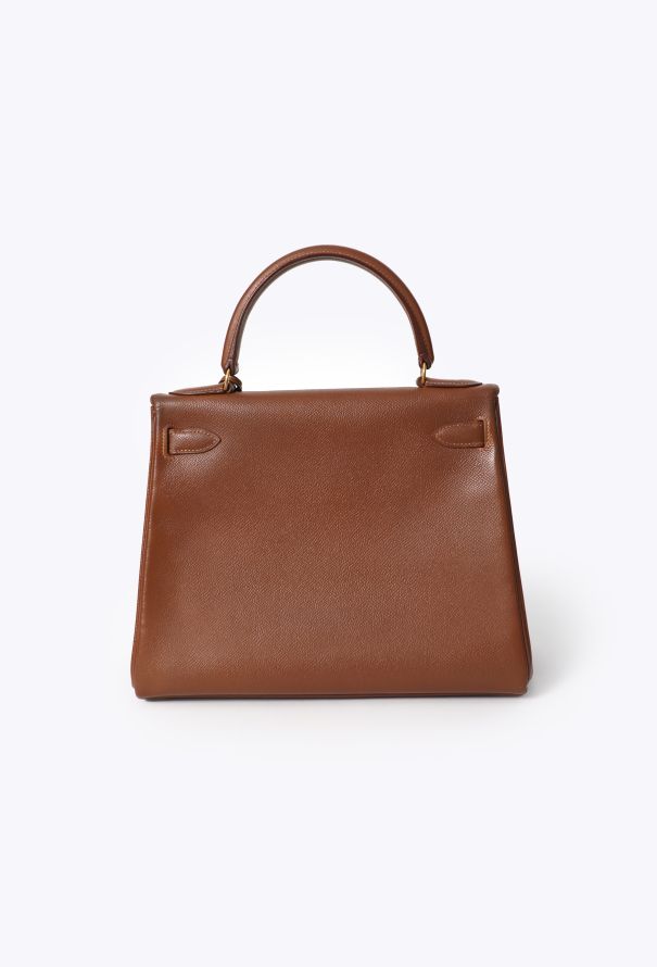 Hermès Vintage Gold Courchevel Kelly Retourné 28 - 6