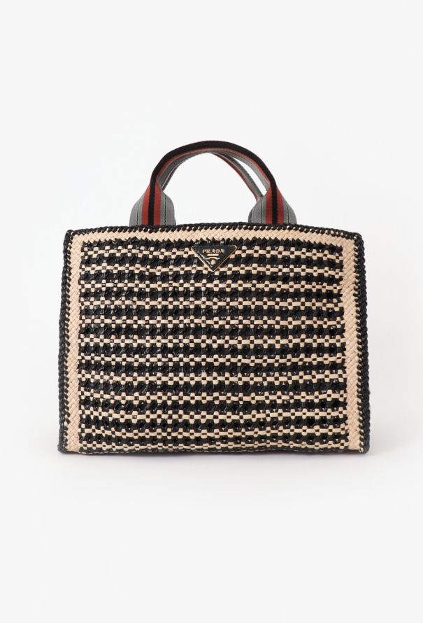 Prada Small Madras Tote Bag - 1