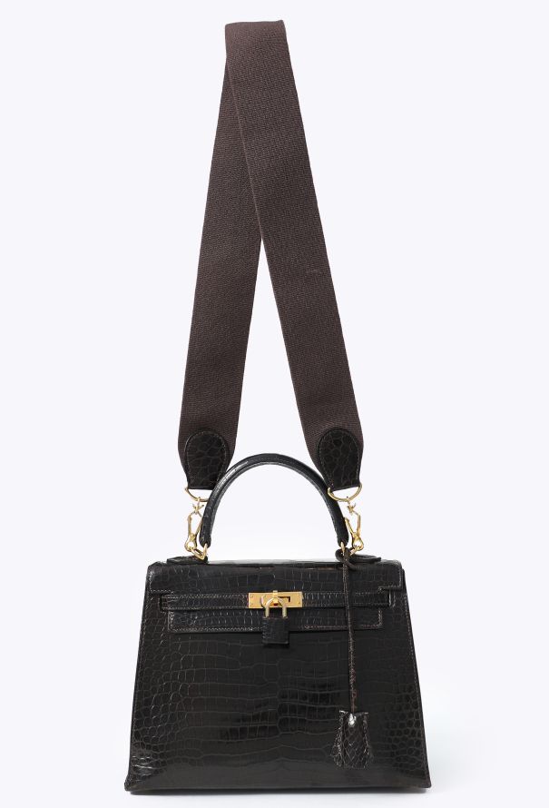 Hermès Exceptional 1998 Dark Brown Porosus Kelly Sellier 25 - 3