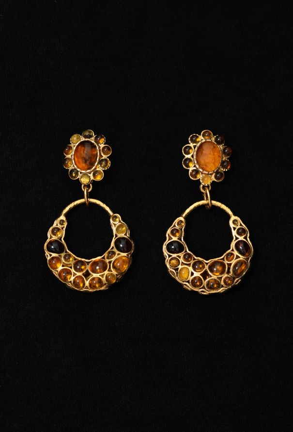 Chanel 1994 Çitrine Glass Clip Earrings - 1