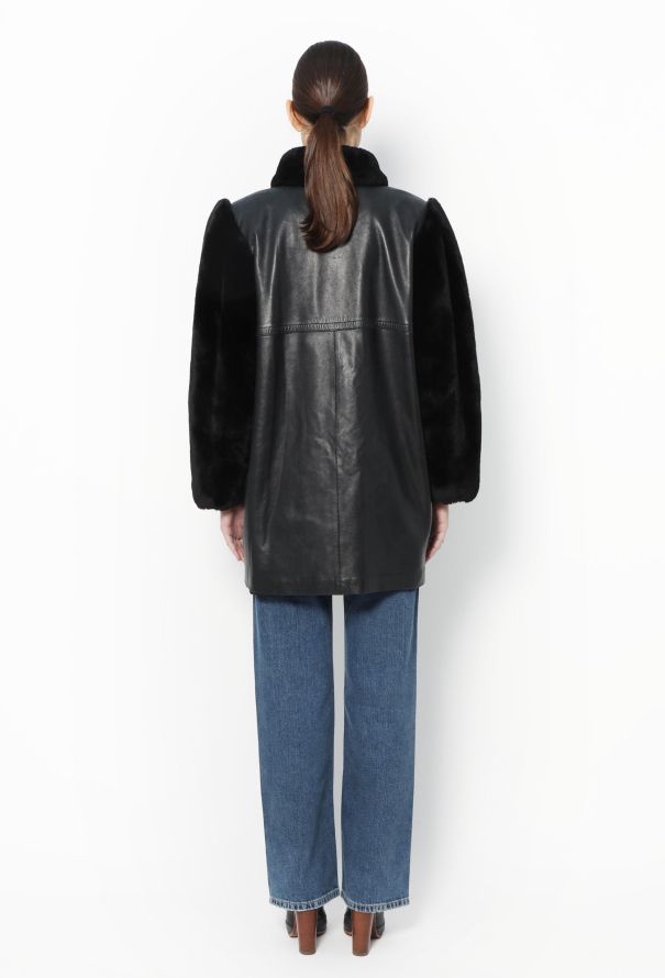 Theory patent clearance shearling jacket