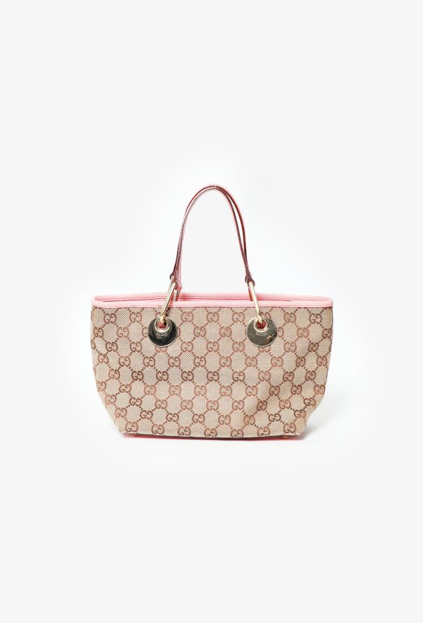 Gucci, Bags, Authentic Gucci Gg Monogram Tan And Pink Leather Eclipse Tote