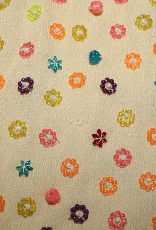 Comme des Garçons Floral Beaded Georgette Skirt - 9