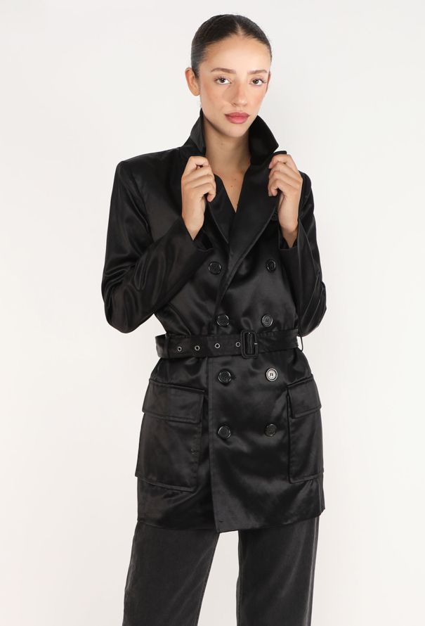 Saint Laurent Belted Satin Trench, Resort 2024 - 1