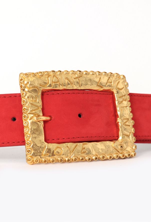 Saint Laurent Vintage Suede Hammered Love Belt - 4 Saint Laurent Vintage Suede Hammered Love Belt - 4