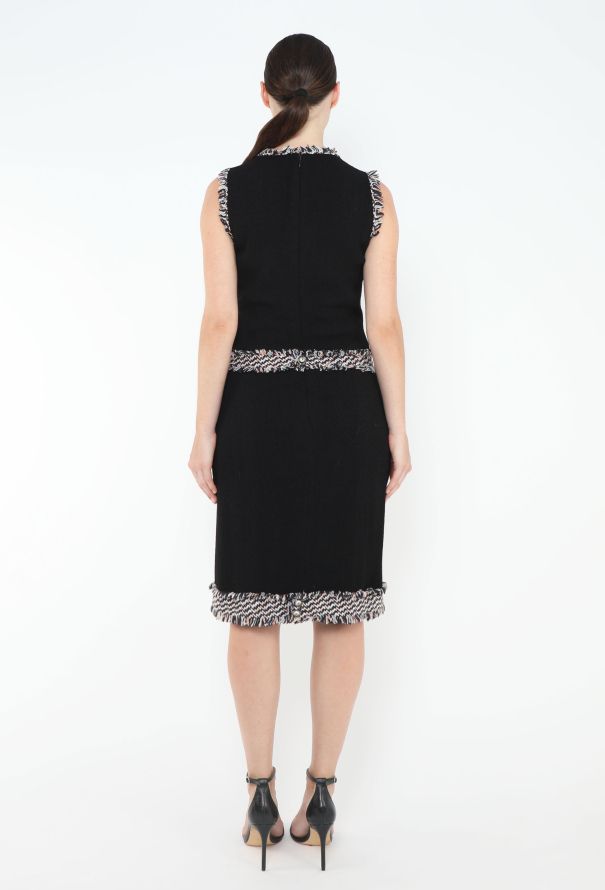 Chanel 2004 Frayed Trim Tweed Dress - 4