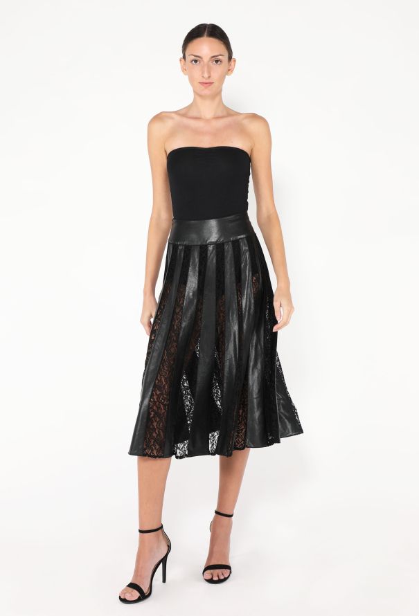 Flared Lace Panel Skirt - 1