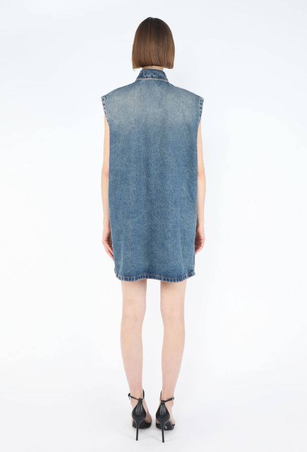 Prada 2023 Logo Denim Shift Dress - 5