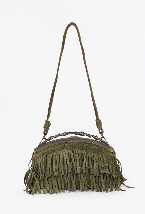 Valentino Suede Scarab Kiss-Lock Fringe Bag, S/S 2003 - 5