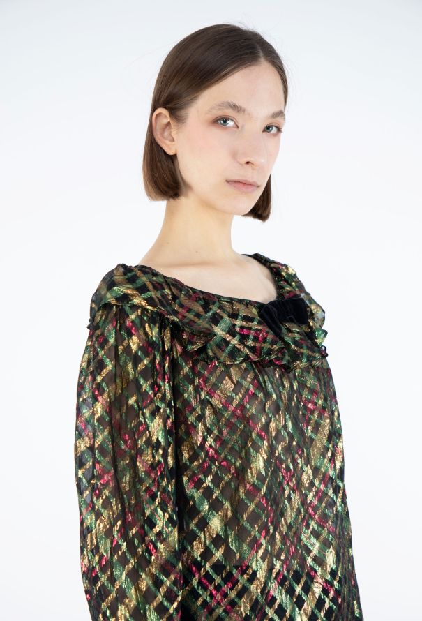 Saint Laurent Rare F/W 1980 Lamé Ruffled Blouse - 4