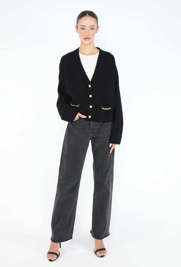Céline Cashmere Triomphe Chainlink Cardigan - 3