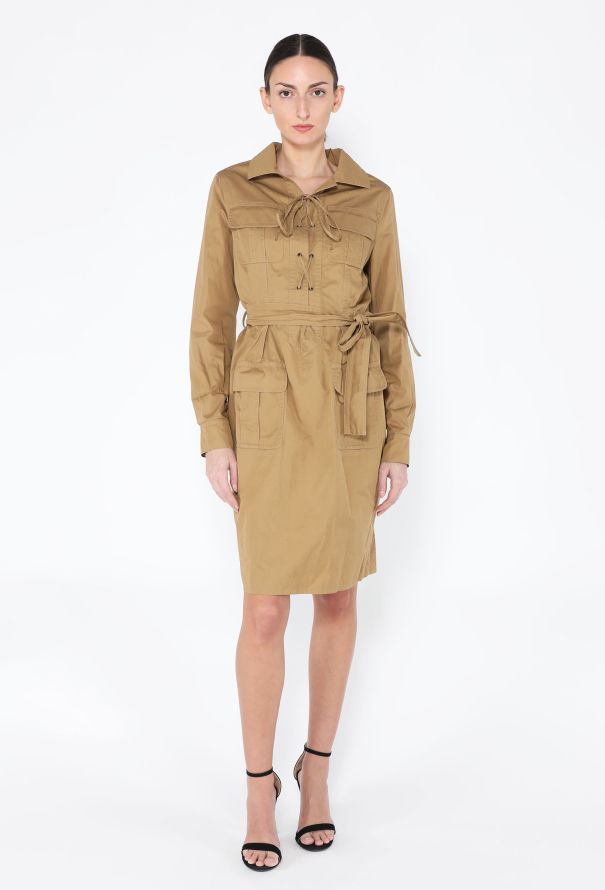 Saint Laurent Belted Gabardine Safari Dress - 3