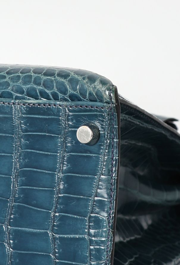 Hermès Blue Jean Porosus Kelly Sellier 35 - 12