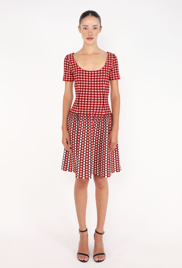 Prada Checkered Bodycon Skater Dress - 3
