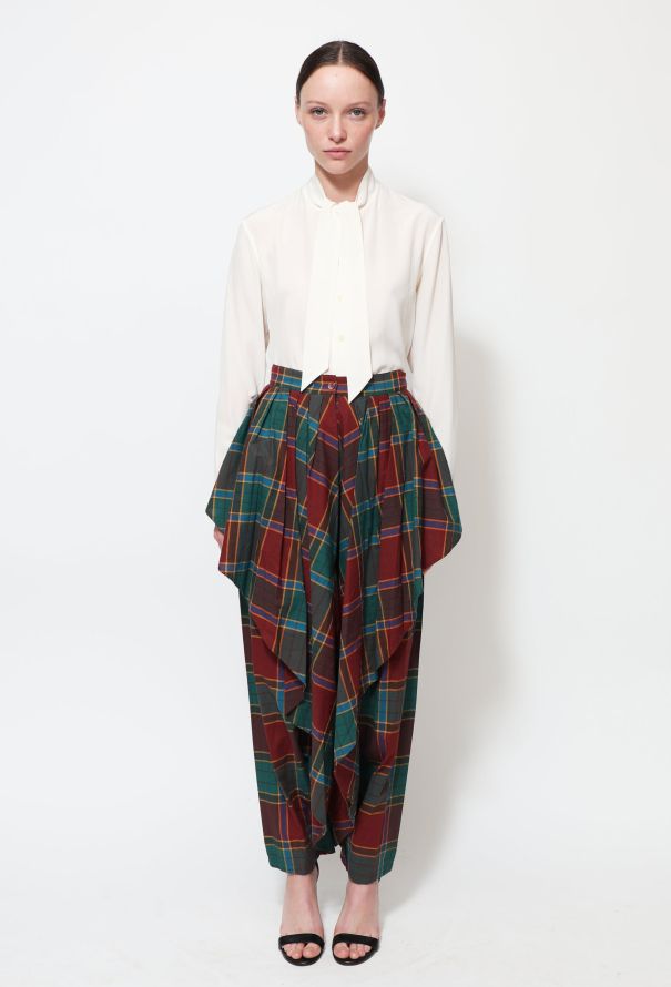 Exquisite Vintage Kenzo Plaid Ruffled Trousers - 1
