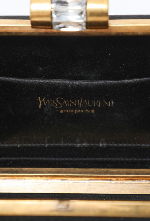 Saint Laurent Satin Crystal Minaudière Clutch - 12