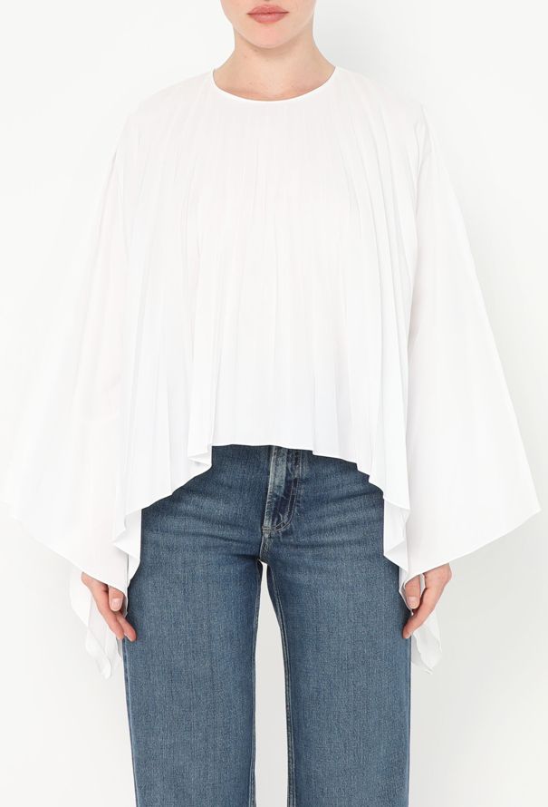 Valentino S/S 2019 Pleated Angel-Sleeve Blouse - 1