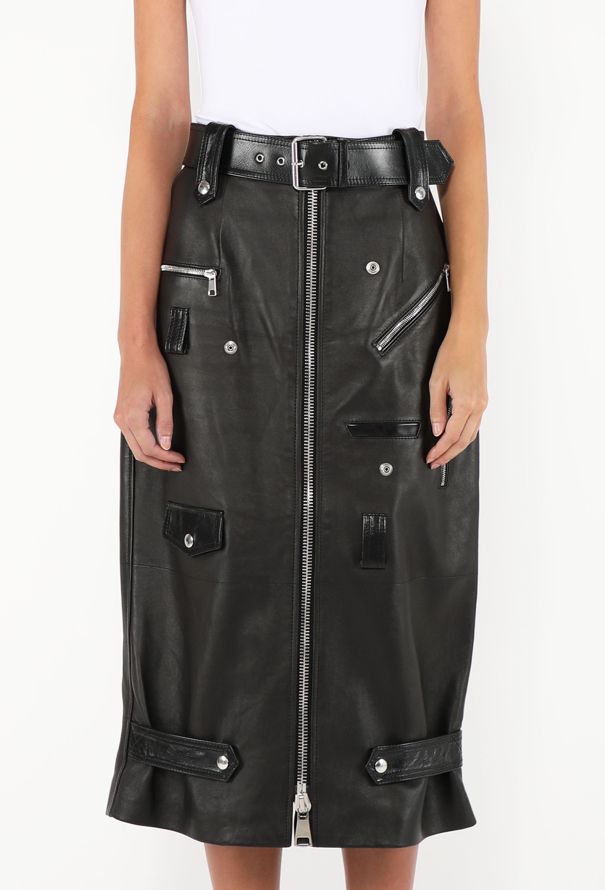 Alexander McQueen S/S 2022 Leather Biker Skirt - 3