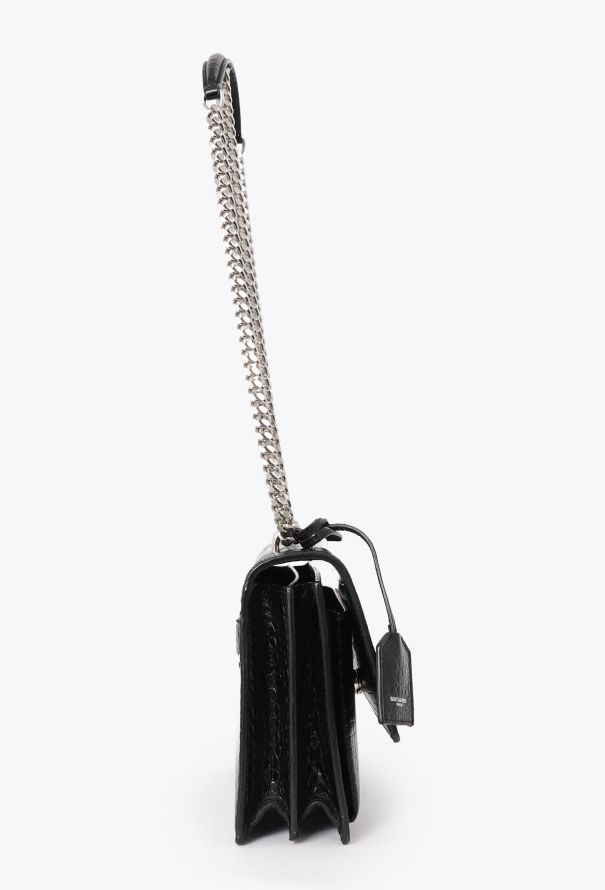 Saint Laurent Medium Croco Embossed Sunset Bag - 4