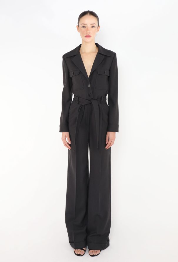 Saint Laurent S/S 2021 Belted Twill Jumpsuit - 3